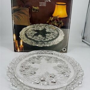 Clear Glass Floral Cake Plate